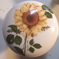 CERAMIC CABINET KNOB  SUNFLOWER SUN FLOWER