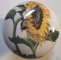 CERAMIC CABINET KNOB  SUNFLOWER SUN FLOWER