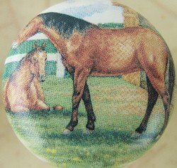 CERAMIC CABINET KNOBS KNOB HORSE ON FARM