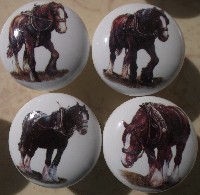CERAMIC CABINET KNOBS KNOB HORSE CLYDESDALE