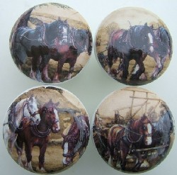 CERAMIC CABINET KNOBS KNOB HORSE CLYDESDALE