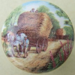 Cabinet knobs Horse Hauling Hay