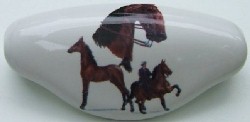 CERAMIC CABINET KNOBS KNOB DRAWER PULL HORSE  SADDLEBRED