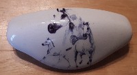 CERAMIC CABINET KNOBS KNOB DRAWER PULL HORSE  BLANKET ARABAIAN