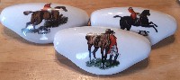 CERAMIC CABINET KNOBS DRAWER PULL FOXHUNT SCENES ENGLISH FOX HUNT