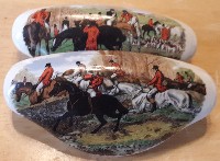 CERAMIC CABINET KNOBS DRAWER PULL FOXHUNT SCENES ENGLISH FOX HUNT