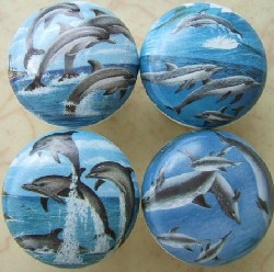 CERAMIC CABINET KNOB SALT WATER  FISH DOLPHINS DOLPHIN available at mariansceramics.com