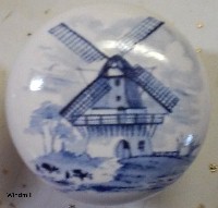Cabinet Knob Blue Delft Windmill