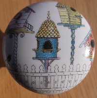 Cabinet Knob Birdhouses w/Fence