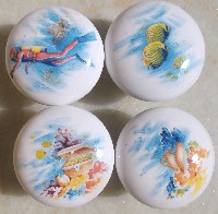 CERAMIC CABINET KNOBS  SEA SHELL SEASHELL SHELL CORAL REEF DIVER available at mariansceramics.com