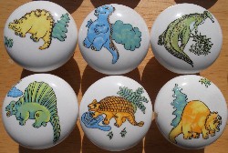 Cabinet knobs w/6 Dinosaur