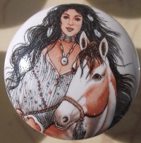 Cabinet knob Indian Maiden On Horse