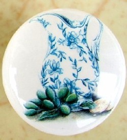 Cabinet knob Blue Willow Pitcher