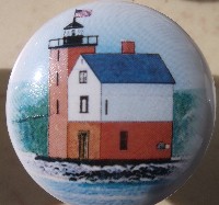 Lighthouse Cabinet Knob Round Island michigan