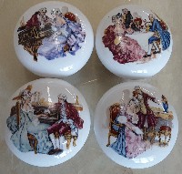 Cabinet knobs w/ Victorain Romance Scene