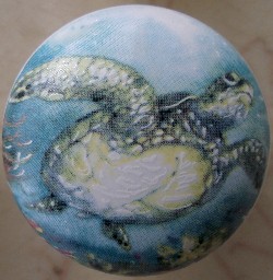 Ceramic cabinet knob sea turtle tortoise