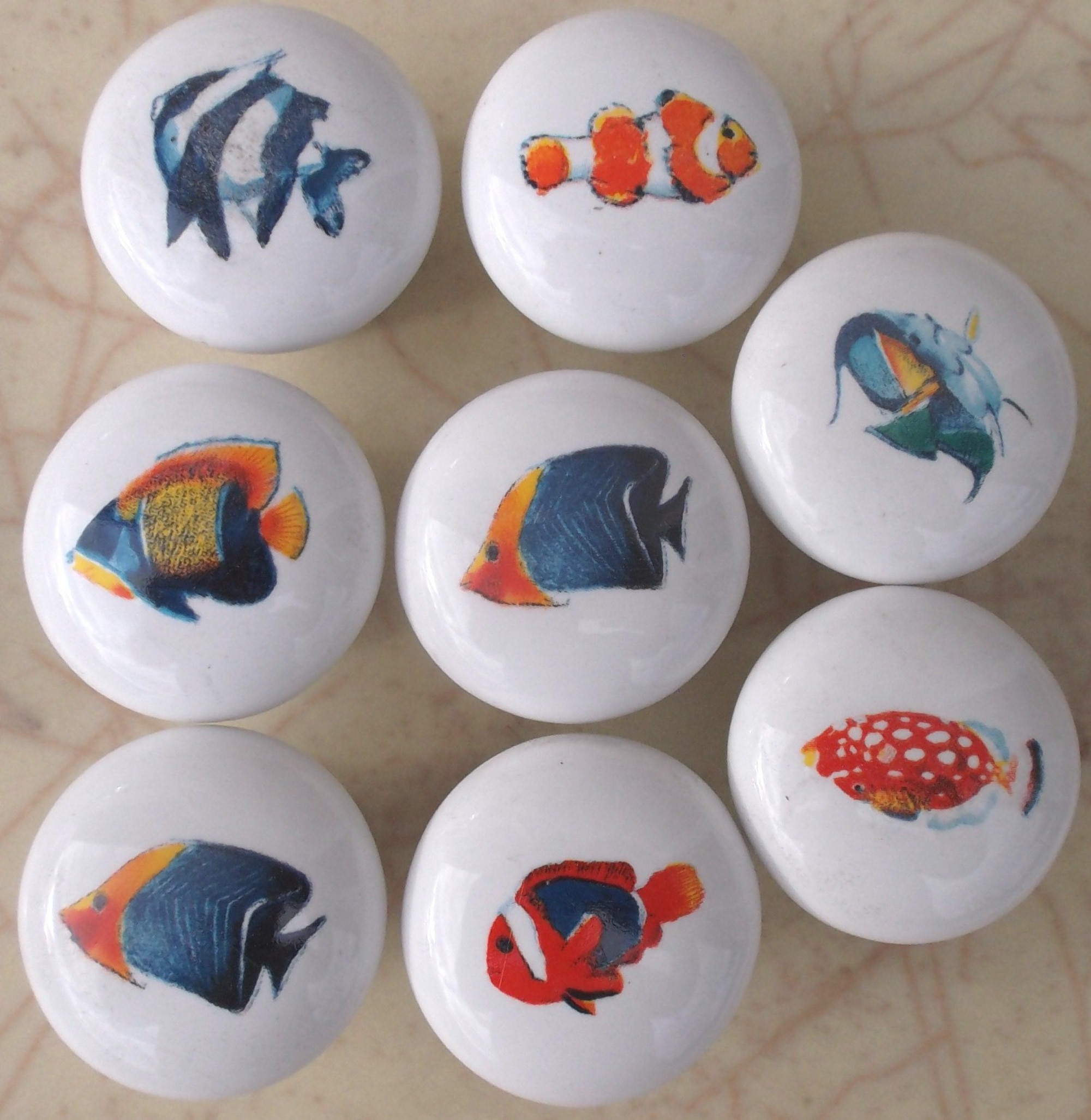 Unique Cabinet ideas for knobs sea shells, dolphins, trout, game fish