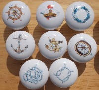 CERAMIC CABINET KNOB KNOBS  NAUTICAL SYMBOLS ANCHOR SEXTANT available at mariansceramics.com