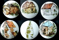 Cabinet Knob Six Rustic Birdhouses