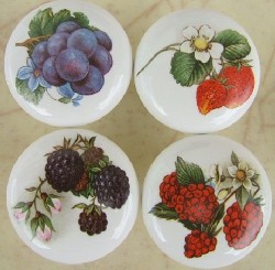 Cabinet knobs Straw Berries plums raspberries Fruit