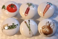 CERAMIC CABINET KNOB KNOBS vegetables VEGATABLES CARROT ONION BEET TOMATO