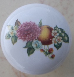 Cabinet knobs peach fruit flowers