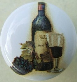 Cabinet Knob Wine Bottle &amp; Grapes