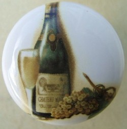 Cabinet Knob Wine Bottle &amp; Grapes