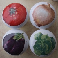 Cabinet knobs vegetables tomato onion eggplant cabbage
