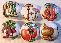 CERAMIC CABINET KNOB KNOBS vegetables VEGATABLES CARROT ONION BEET TOMATO MUSHROOMS