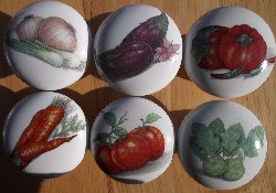 Cabinet knobs vegetables tomato onion eggplant cabbage