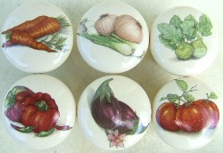 CERAMIC CABINET KNOB KNOBS vegetables VEGATABLES CARROT ONION BEET TOMATO