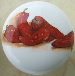 CERAMIC CABINET pulls KNOBS vegetables VEGATABLES CHILI PEPPER