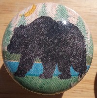 CERAMIC CABINET KNOB KNOBS  WILDLIFE BEAR BLACK