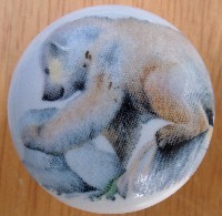 CERAMIC CABINET KNOB KNOBS  WILDLIFE POLAR BEAR